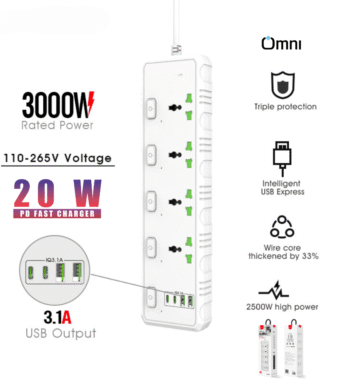 heavy duty power strip with USB C PD Ports