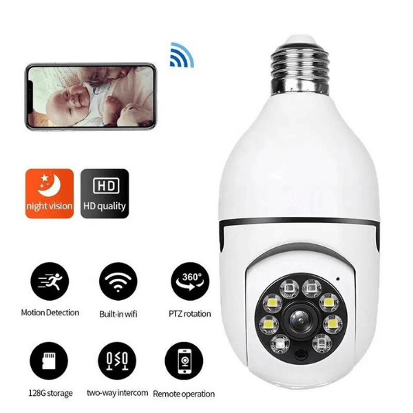 WIFI PTZ Bulb Camera - v380 pro Camera - Crazy Prices Pakistan