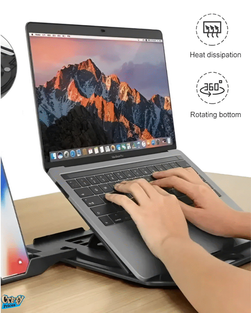 Laptop Stand 360° Rotating Adjustable Portable Foldable 15-Inch Carbon Steel 2 laptop-stand