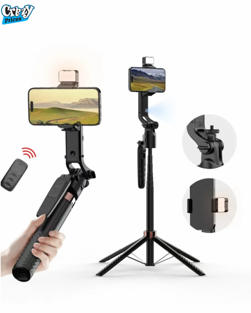 A101 Gimbal Extendable Auto Face Tracking AI Wireless Remote with Fill Light – Selfie Stick Tripod 1 A101-GIMBAL-STAND