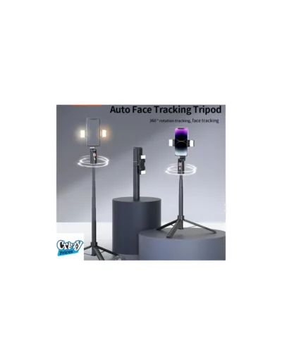 A6000 Gimbal Extendable AI Face Tracking Quadripod with Wireless Remote & Fill Light – For iOS  Android - Image 3