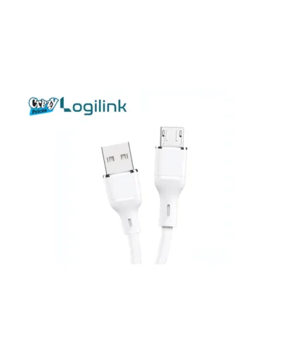 LOGILINK USB to Micro Silicone Fast Charging Data Cable 1M White/Black - Image 3