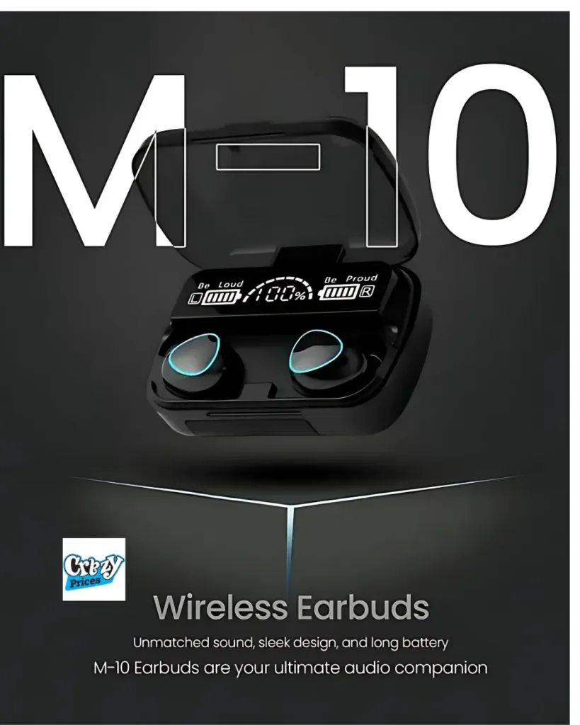 M10 Wireless Bluetooth Earbuds in Pakistan – Noise Cancellation, HiFi Sound, 2000mAh Battery Case 2 m10-ear-buds-black