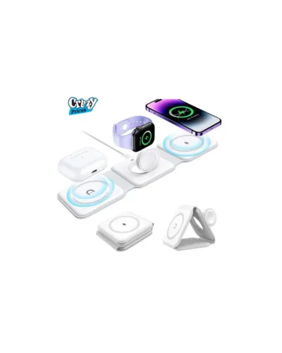 3 in 1 15W Fast Wireless Magnetic Charging Pad for iPhone, AirPods  Apple Watch – Foldable Travel Charger - Image 2