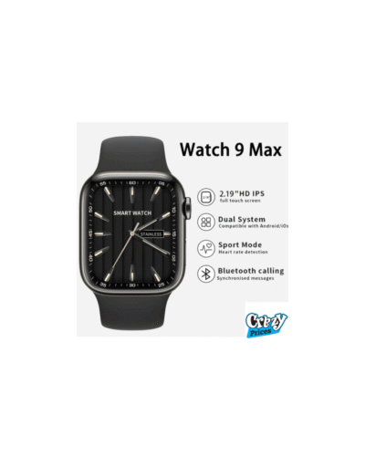Watch 9 Max Series 9 Smartwatch (2.19" IPS Full Touch, 22mm Strap, Laxasfit App, Black) - Image 2