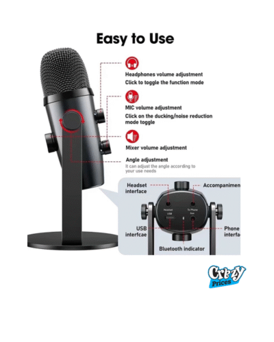 Jmary MC-PW10 Professional USB Microphone for  Mobile – Podcasting, Streaming  Noise Reduction - Image 3