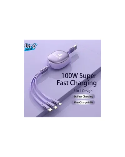 KISONLI 3-in-1 Charging Cable – Micro USB, Type-C  iPhone  Fast Charging Durable Woven Wire (1.2M) - Image 1