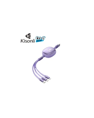 KISONLI 3-in-1 Charging Cable – Micro USB, Type-C  iPhone  Fast Charging Durable Woven Wire (1.2M) - Image 3