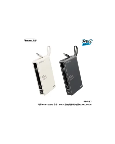 Remax RPP-87 Wingle Series 20000mAh Power Bank 65W Laptop 22.5W Mobile Fast Charging with LED Display - Image 3