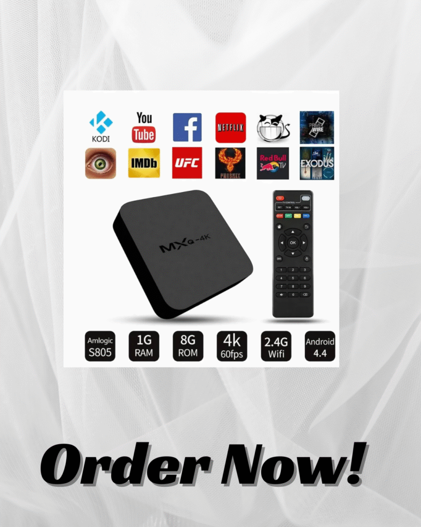 smart box canva image 1 Experience authentic, affordable entertainment with the Android TV Box Pakistan – MXQ 4K Smart TV Box. 1 GB+8 GB, includes Cash on Delivery, EasyPaisa/JazzCash options, delivery to Karachi, Lahore, Islamabad. &nbsp;
