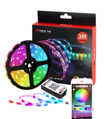 Smart RGB LED strip lights kit 5 meters with SMD 5050 LEDs and power supply adapter for room and TV lighting in Pakistan