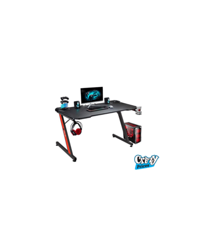 XTRIKE ME DK-02 Ergonomic Gaming Desk with Headphone Hook  Cup Holder – Z-Shaped Legs (Black) - Image 3