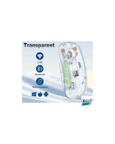 NEW TRANSPARENT M-10A Wireless + Bluetooth Dual Mode Rechargeable Mouse - Image 3