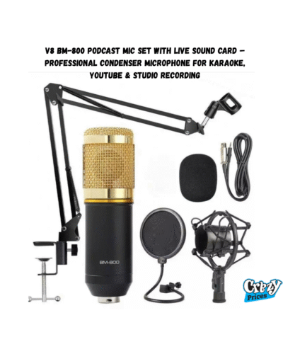 V8 BM-800 Podcast Mic Set with Live Sound Card – Professional Condenser Microphone for Karaoke, YouTube Studio Recording - Image 1
