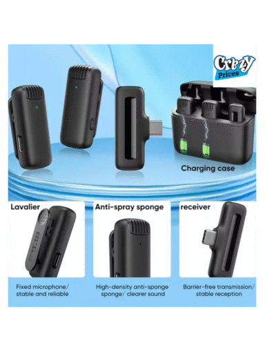 J13 Type C Dual Wireless Lavalier Microphone with Charging Case – Professional Video Recording Mic - Image 3