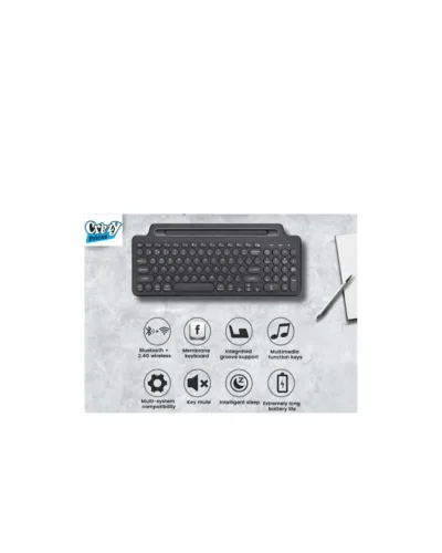 Wireless Bluetooth Keyboard with Phone/Tablet Holder Slot – Silent Keys, Multi-Device Support (iOS/Android/Windows) – - Image 3