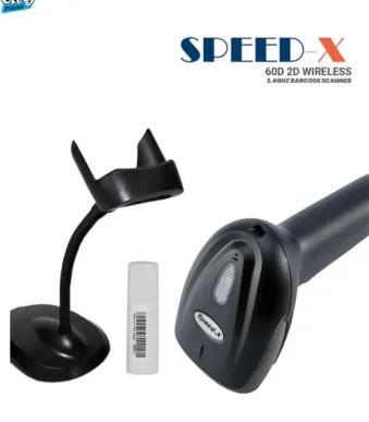 SPEED-X- 60D- 2D -Wirless- 2.4Gh-z barcode- scanner- With Stand-