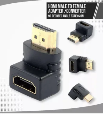 HDMI- L- Shape- Male -to -Female-- 90-Degree Adapter – Space-Saving Gold-Plated- HDMI Connector |