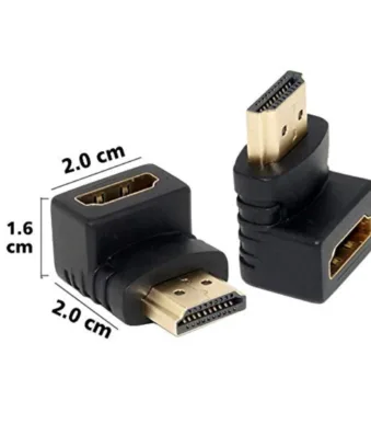 HDMI- L- Shape- Male -to- Female- 90-Degree Adapter – Space-Saving Gold-Plated- HDMI Connector- |