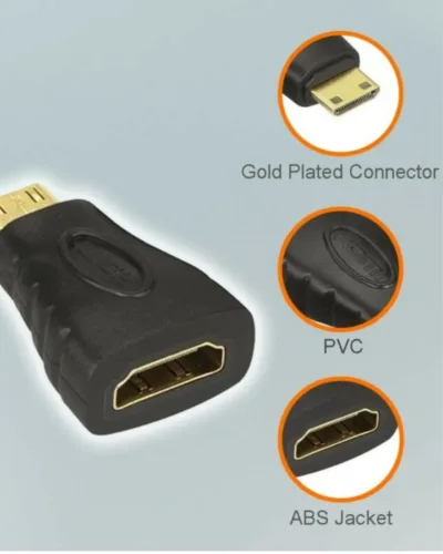 HDMI- to- Mini- HDMI -Connector- Adapter | Gold-Plated | High-Speed- Display- Converter