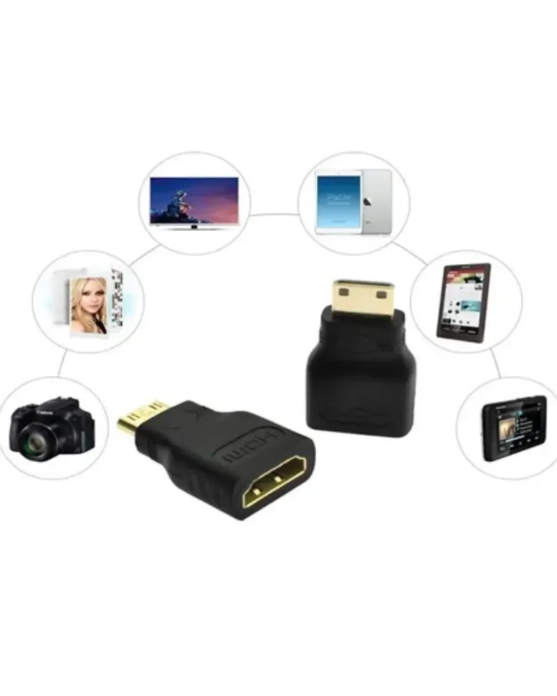 HDMI- to Mini- HDMI -Connector -Adapter | Gold-Plated | High-Speed- Display -Converter-