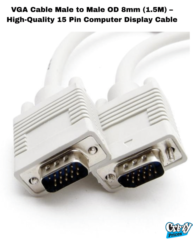 VGA- Cable- Male- to-- Male OD- 8mm- (1.5M) – High-Quality 15 Pin- Computer Display -Cable