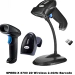 SPEED-X- 8700- 2D -WIRELESS- 2.4GHZ -BARCODE- SCANNER -WITH -STAND- AND- RECEIVER-
