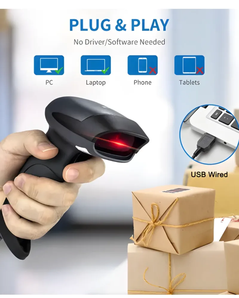 SPEED-X 8700 2D -WIRELESS- 2.4GHZ BARCODE SCANNER WITH- STAND- AND RECEIVER-