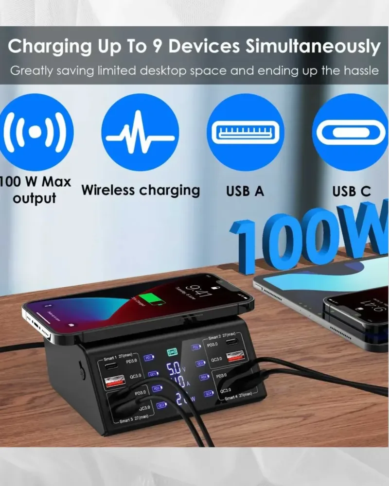 100-W 8-Port -Charging Station -