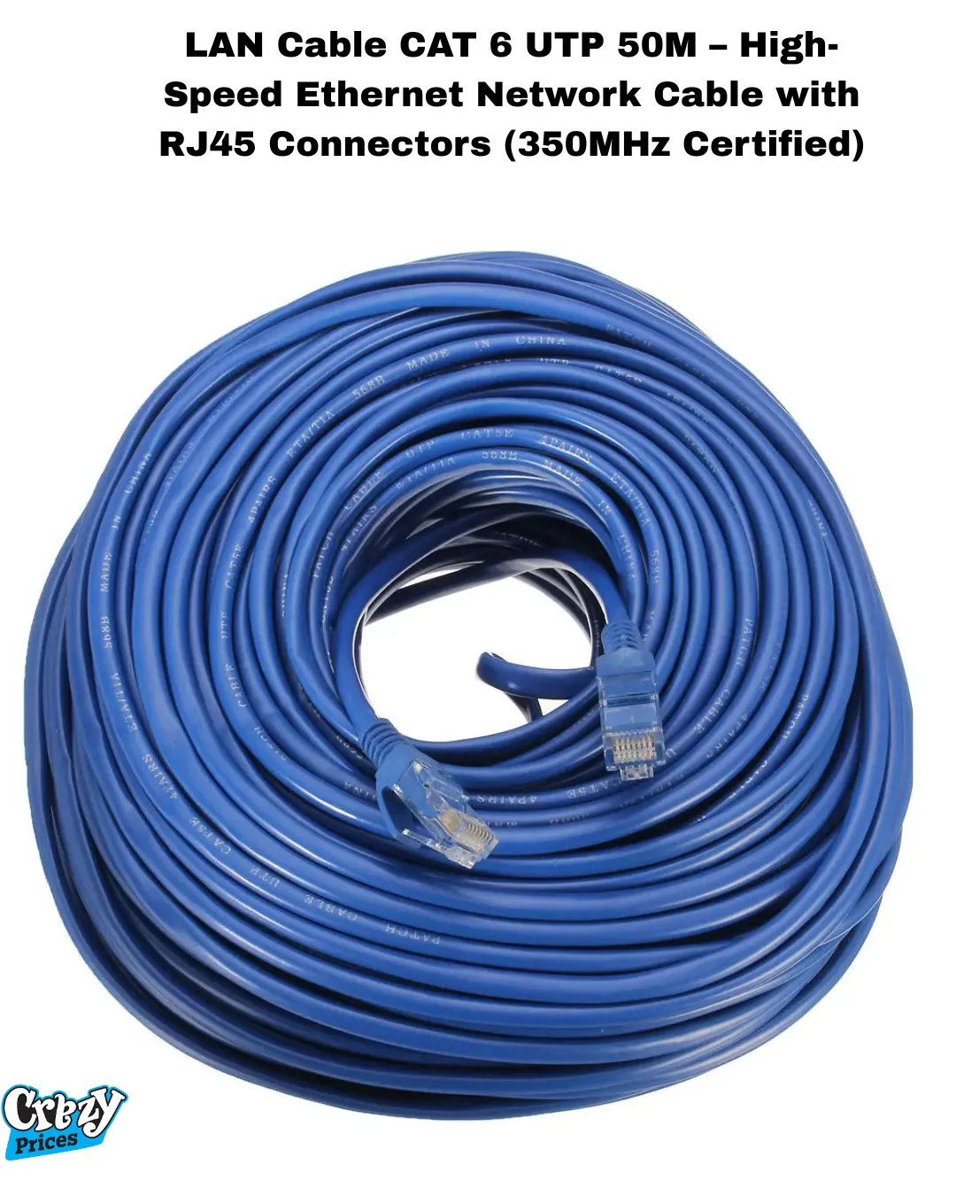 LAN Cable CAT 6 UTP 50M – High-Speed Ethernet Network Cable with RJ45 Connectors (350MHz Certified) LAN- Cable- CAT- 6 -UTP -50-M -