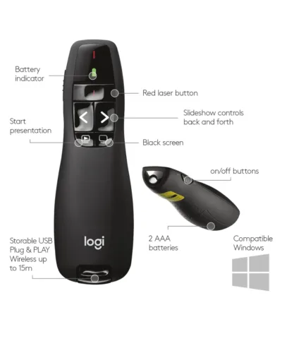 Logitech- Wireless -Presenter- R-400- Red- Laser