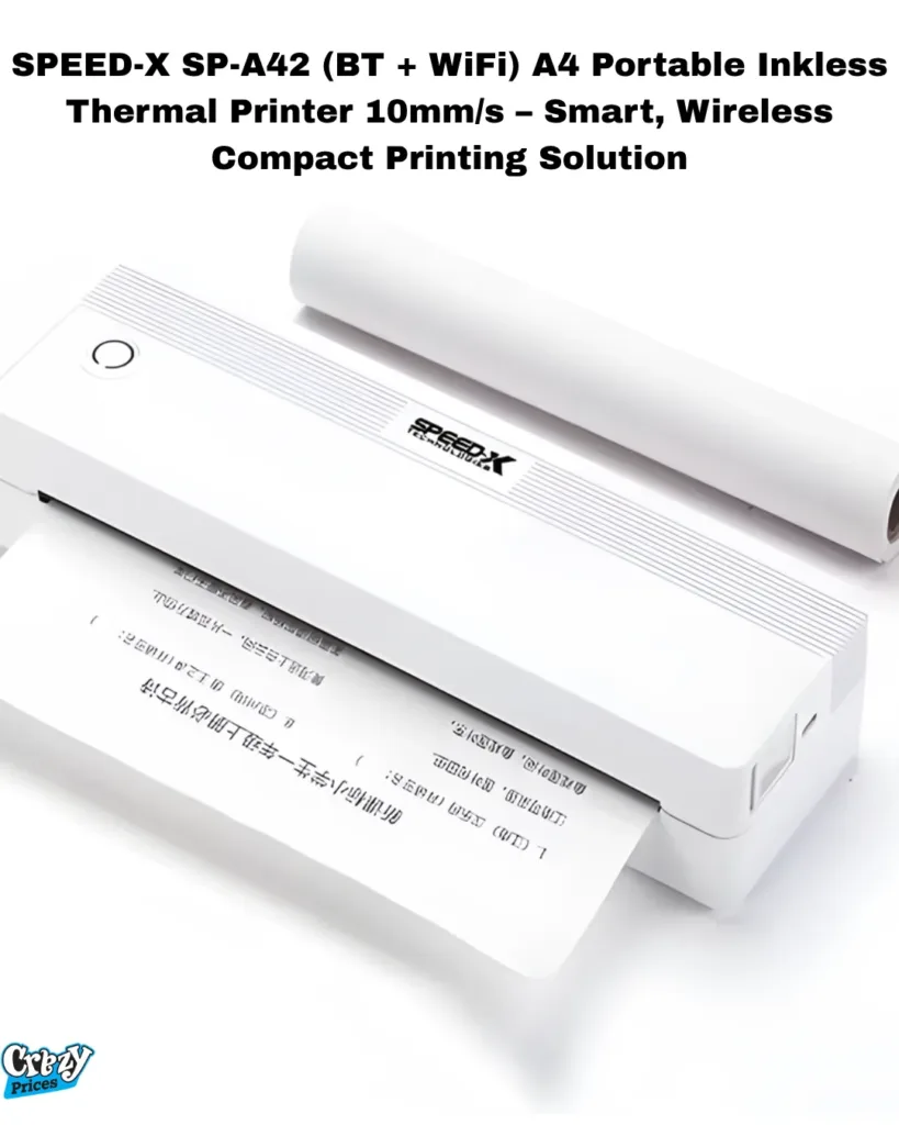SPEED-X SP-A42 (BT + WiFi) A4- Portable -Inkless -Thermal -Printer 10mm/s – Smart, -Wireless- & -Compact Printing- Solution