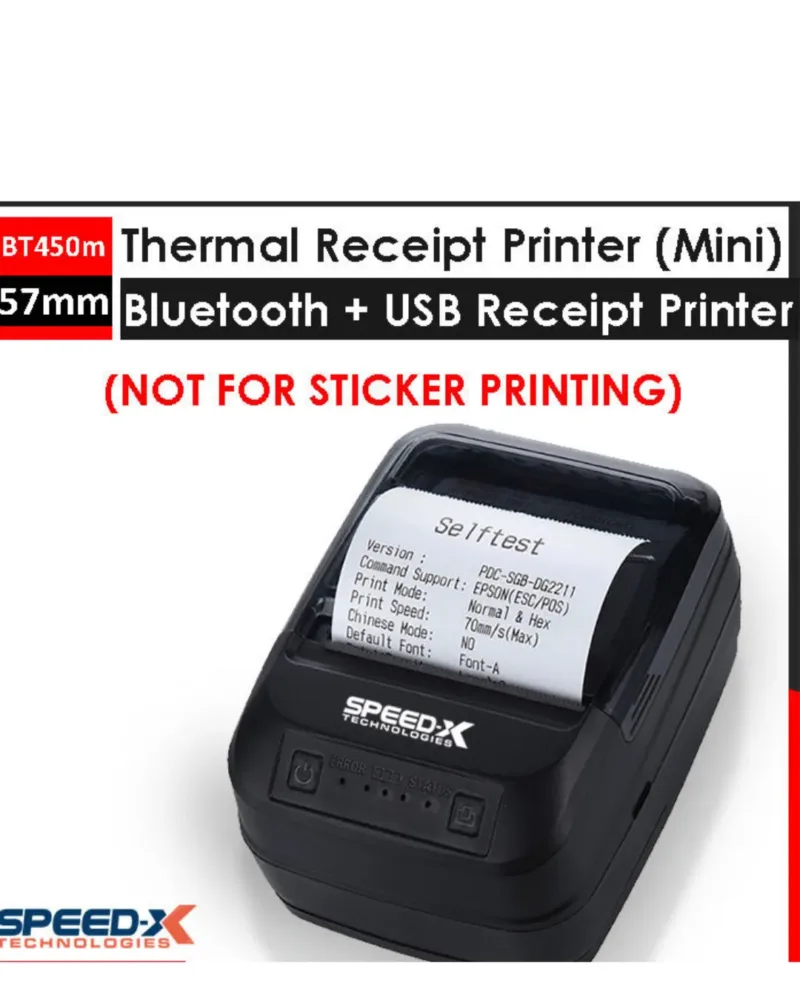 Speed-X- Bt450m -Mini- Portable- Bluetooth-+Usb- Printer 58mm-