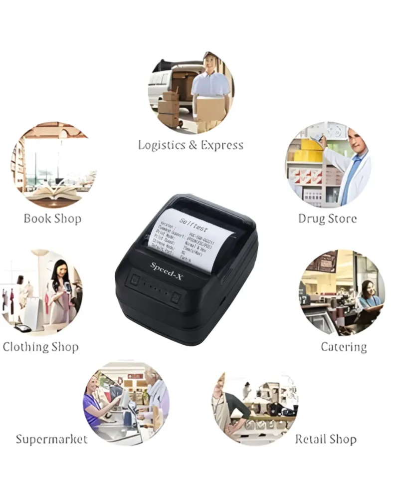 Speed-X- Bt450m- Mini Portable- Bluetooth-+Usb- Printer- 58mm-