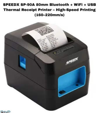 SPEEDX -SP-90A- 80mm- Bluetooth- + WiFi + USB Thermal Receipt- Printer – High-Speed- Printing (160–220mm/s)