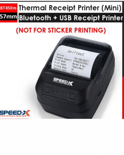 Speed-X BT450M Mini Portable Bluetooth + USB Thermal Printer 58mm – Fast Receipt Printing for Mobile, Shop , Restaurant Use - Image 1