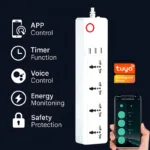 Buy WiFi Smart Power Strip in Pakistan with 4 outlets and 3 USB ports. Control appliances through Tuya app, monitor power, and schedule timing easily