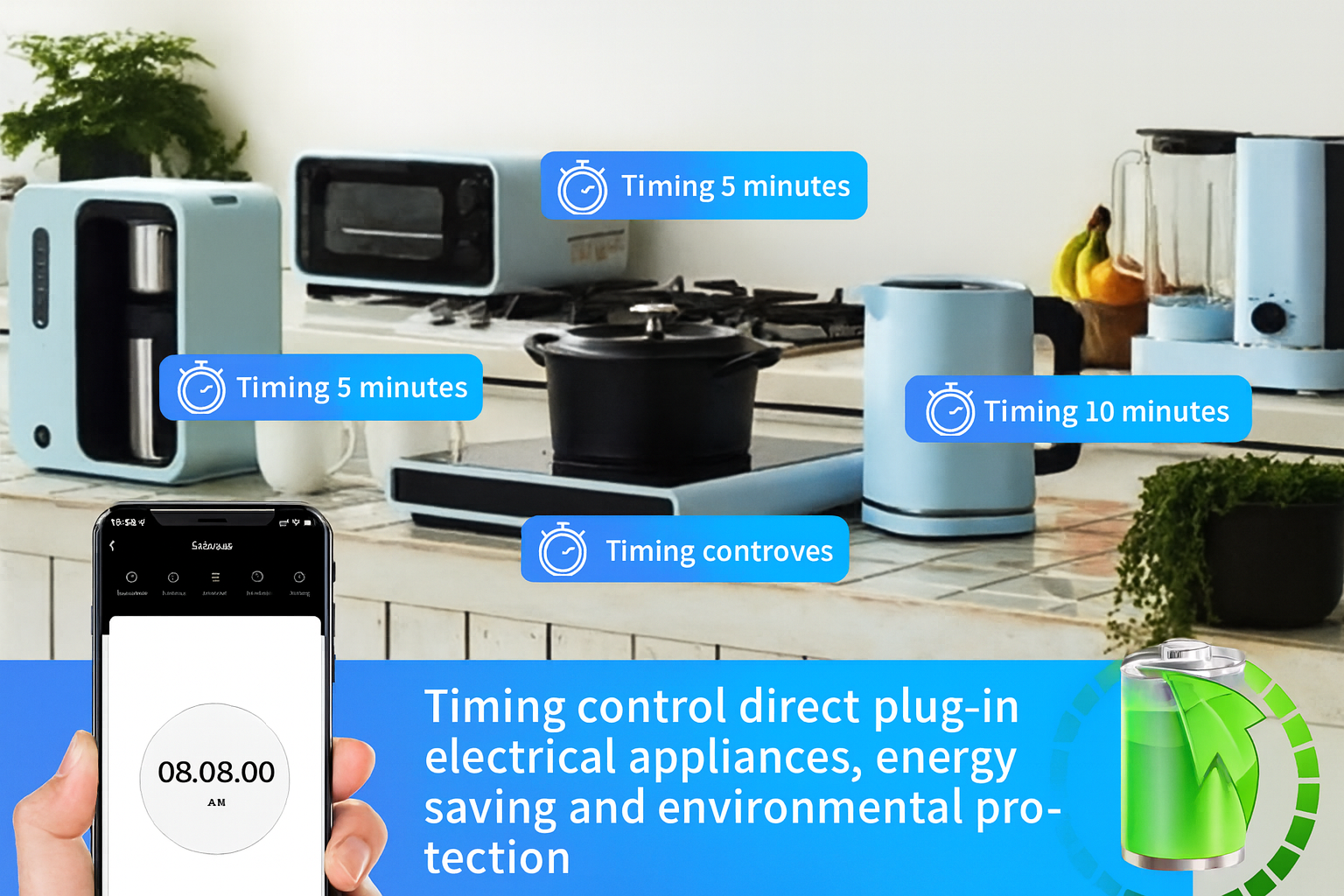 WiFi Smart Power Strip with mobile app timing control feature. Schedule appliances to turn on or off automatically for energy saving and convenience in Pakistan